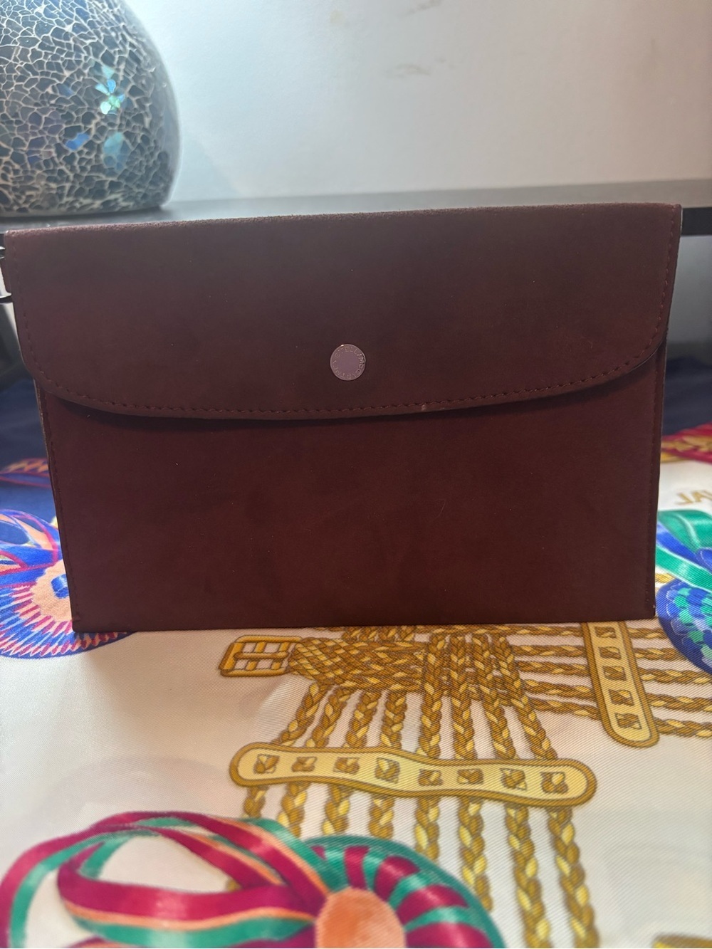 Authentic Stella McCartney Vegan Leather Envelope Clutch - Brown EUC